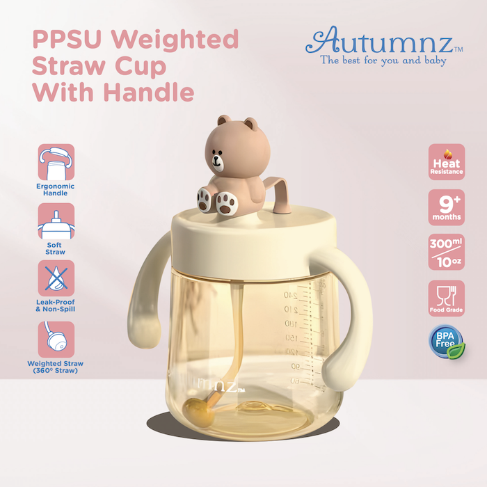 Autumnz PPSU Weighted Straw Cup with Handle (300ml/10oz) 宝宝学习喝水水瓶
